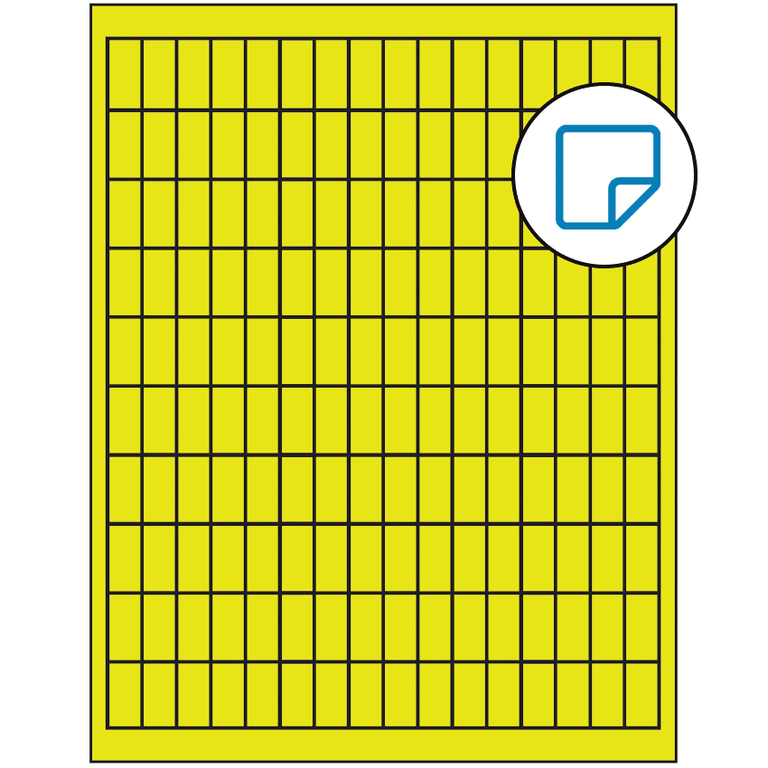 0.5" x 1" Fluorescent Yellow Rectangular Sheet Labels - Removable Adhesive