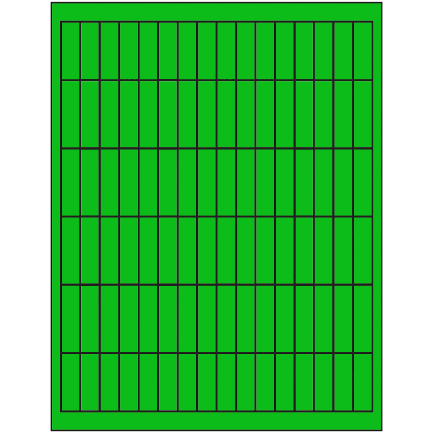 0.5" x 1.75" Fluorescent Green Rectangular Sheet Labels