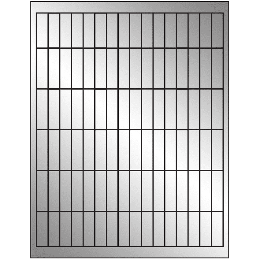 0.5" x 1.75" Silver Foil Rectangular Sheet Labels