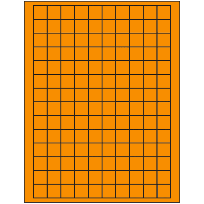 0.75" x 0.75" Fluorescent Orange Square Sheet Labels