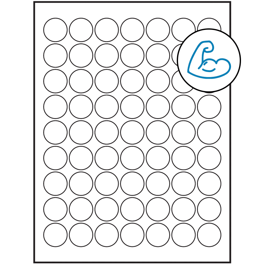 1" White Circular Sheet Labels - Ultra Aggressive Adhesive