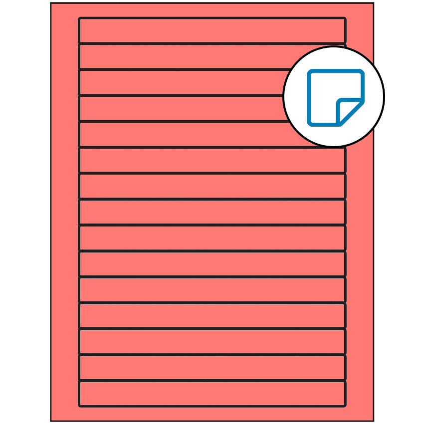 7" x 0.68" Fluorescent Red Rectangular Sheet Labels - Removable Adhesive