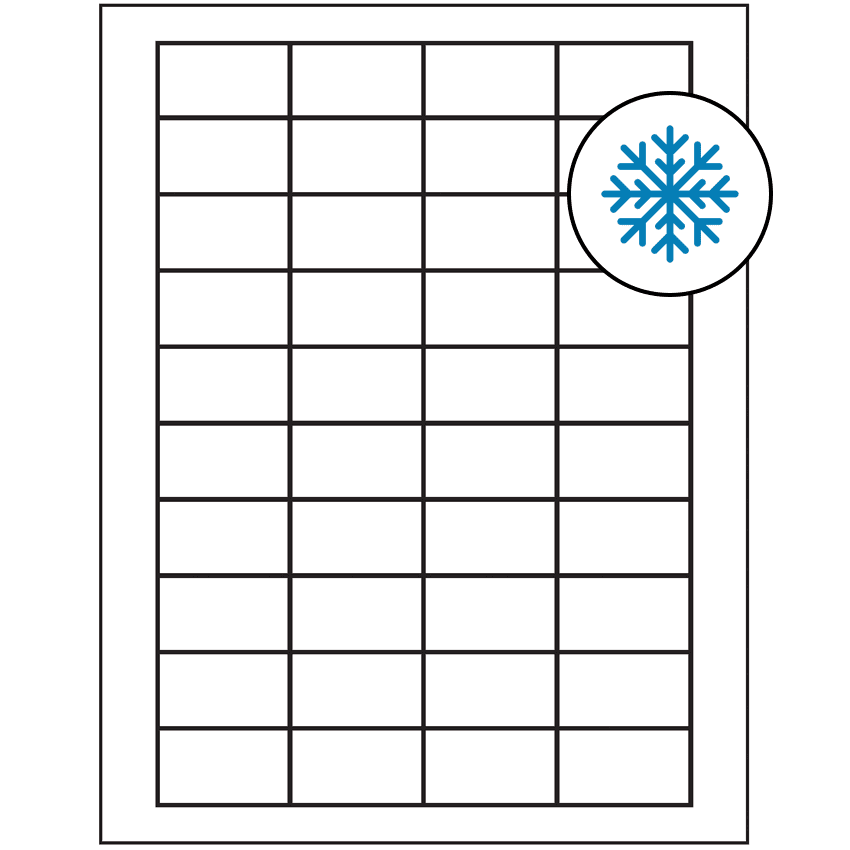 1.75" x 1" White Rectangular Sheet Labels - Freezer Grade Adhesive