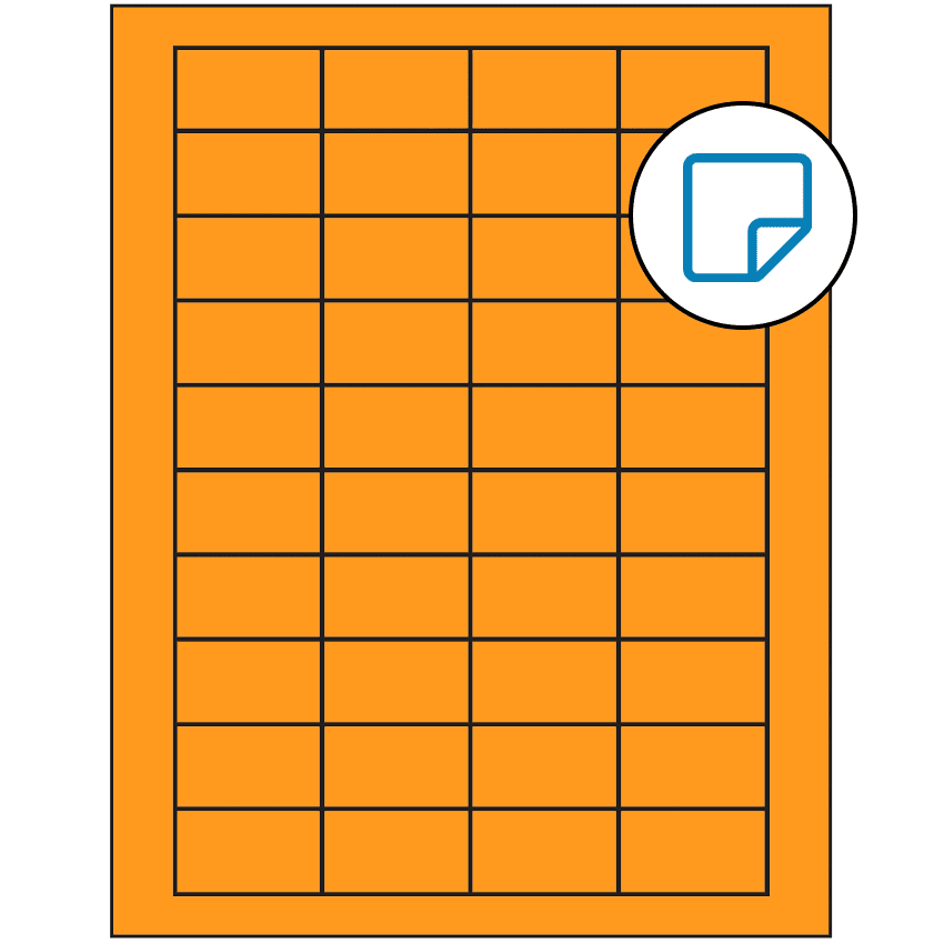 1.75" x 1" Fluorescent Orange Rectangular Sheet Labels - Removable Adhesive