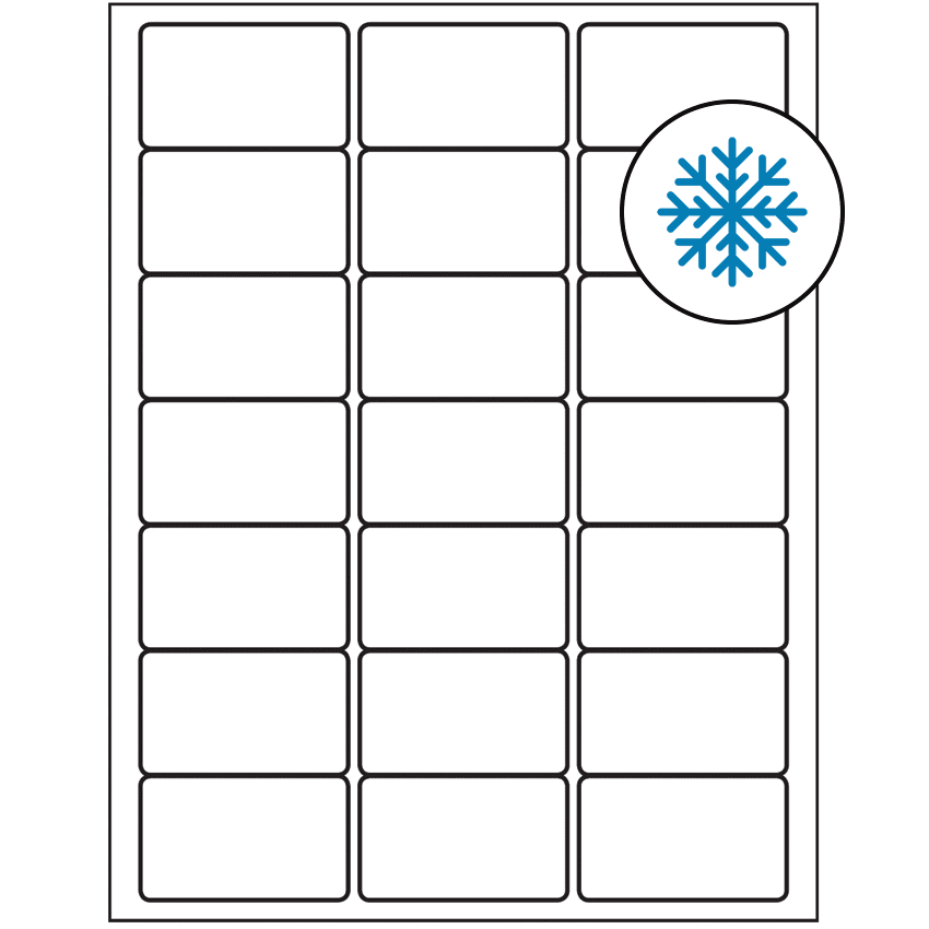 2.5" x 1.5" White Rectangular Sheet Labels - Freezer Grade Adhesive