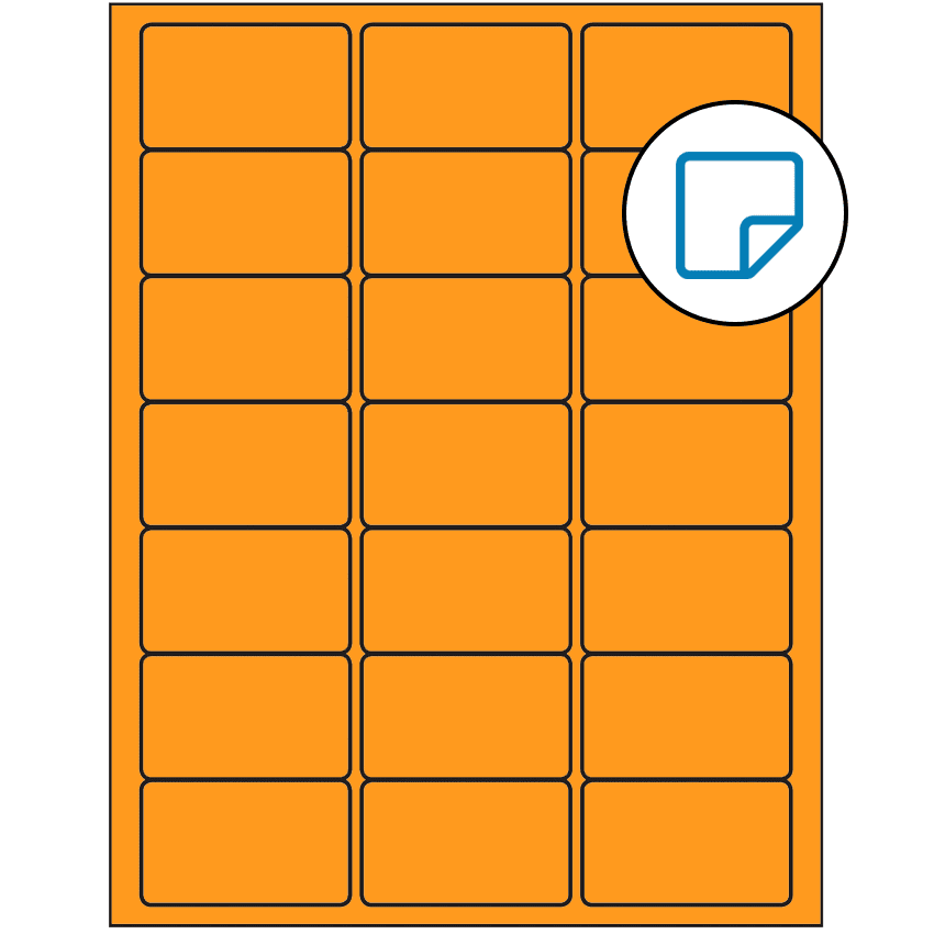 2.5" x 1.5" Fluorescent Orange Rectangular Sheet Labels - Removable Adhesive