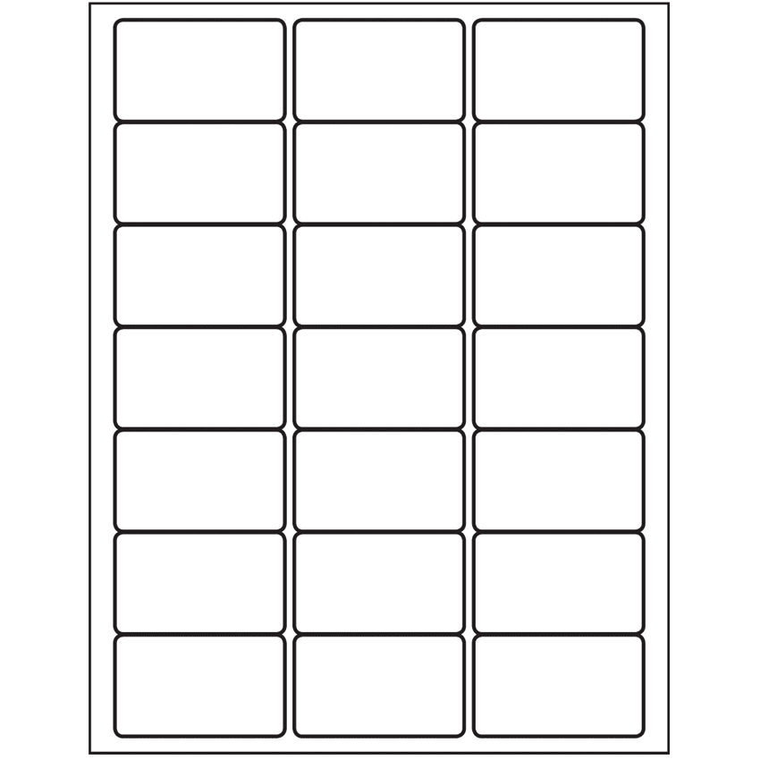 2.5" x 1.5" White Rectangular Sheet Labels