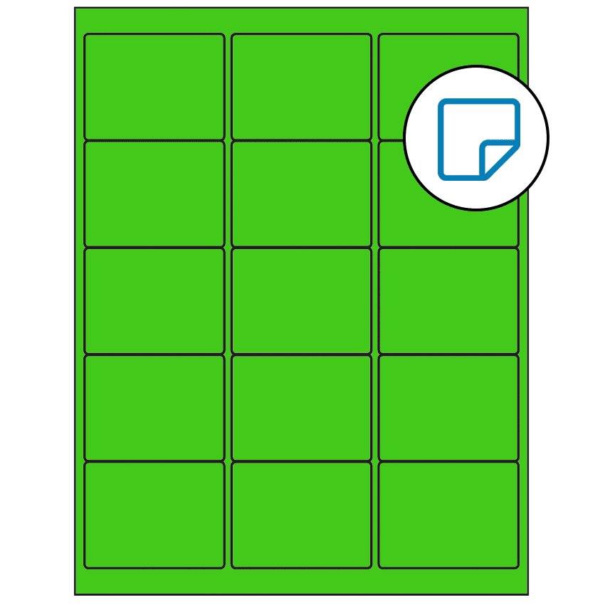 2.625" x 2" Fluorescent Green Rectangular Sheet Labels - Removable Adhesive