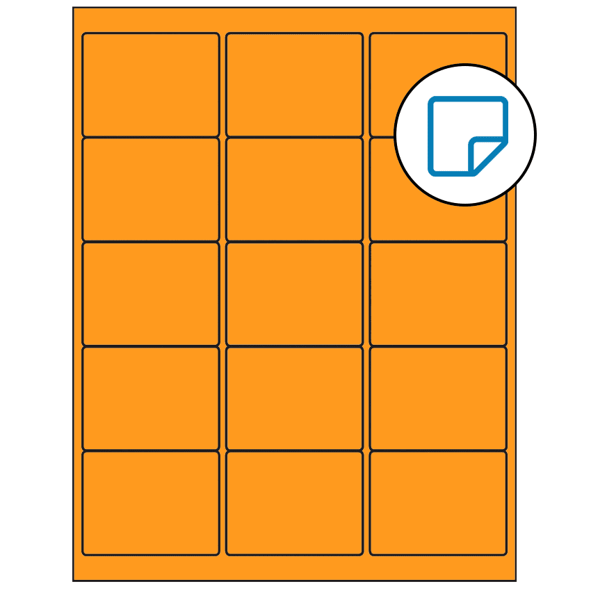 2.625" x 2" Fluorescent Orange Rectangular Sheet Labels - Removable Adhesive