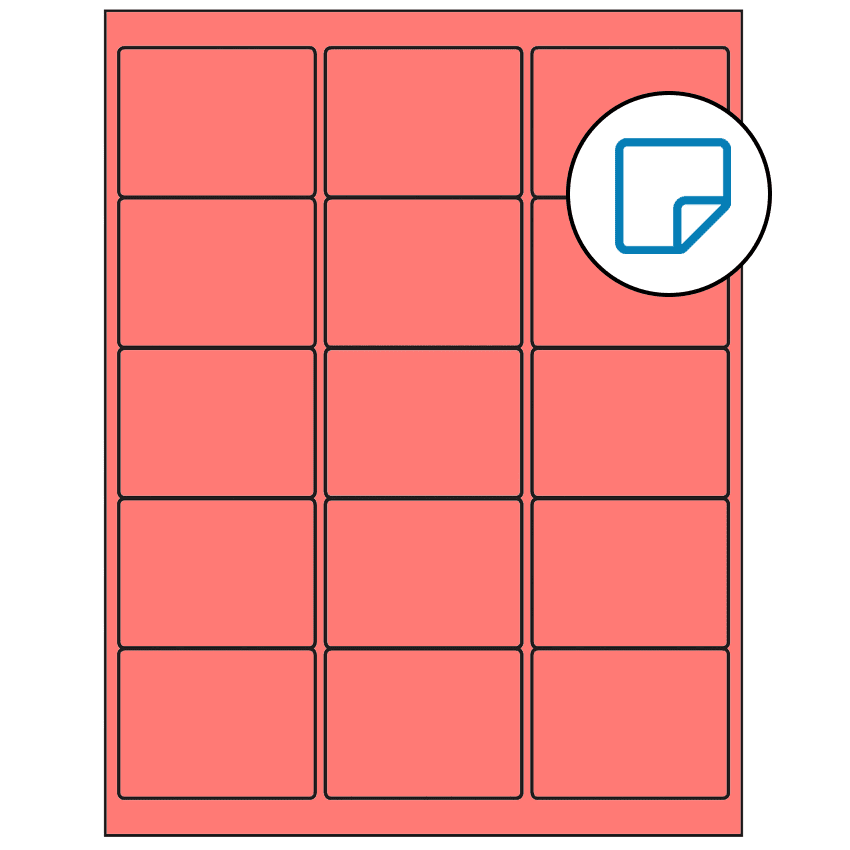 2.625" x 2" Fluorescent Red Rectangular Sheet Labels - Removable Adhesive