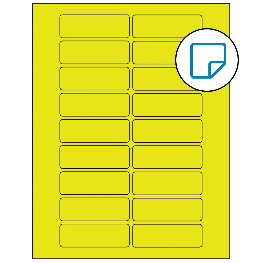 3" x 1" Fluorescent Yellow Rectangular Sheet Labels - Removable Adhesive