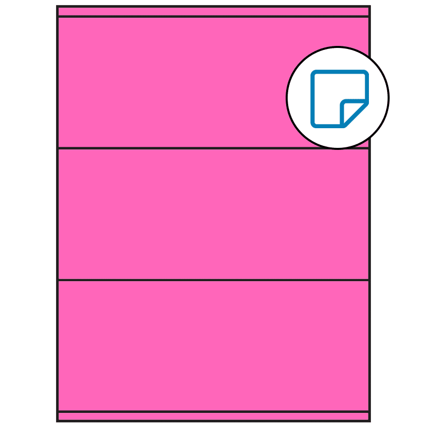 8.5" x 3.5" Fluorescent Pink Rectangular Sheet Labels - Removable Adhesive