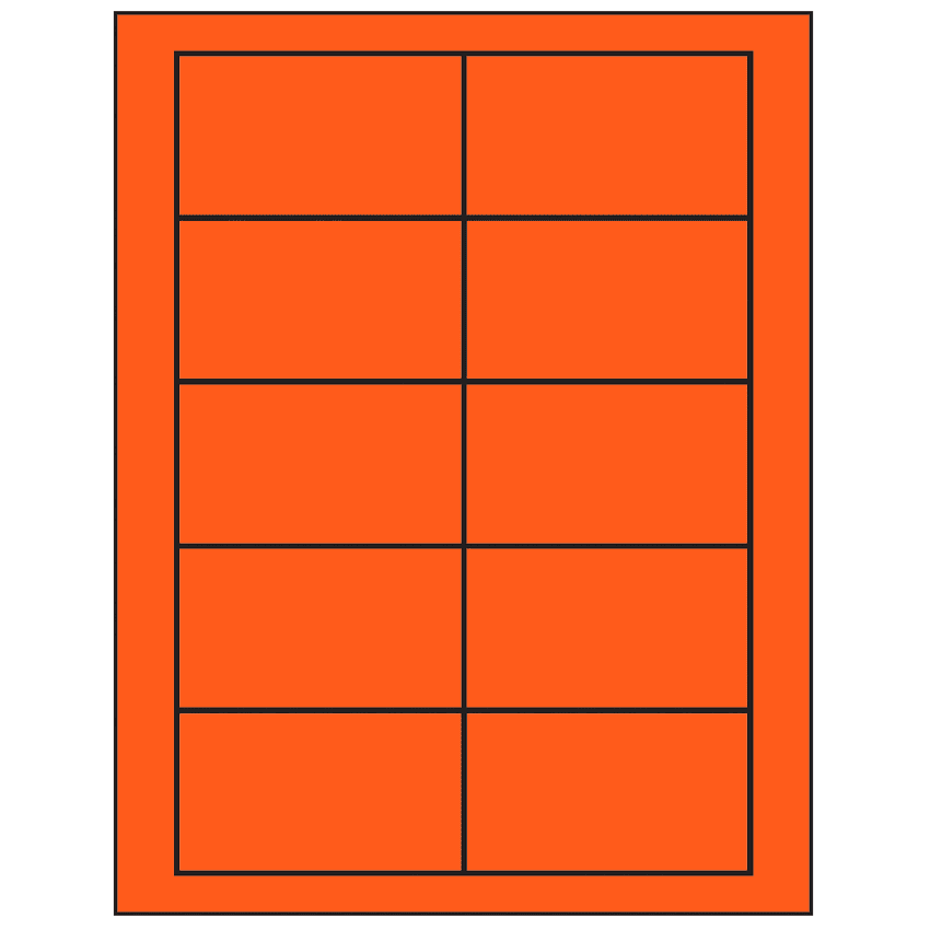 3.5" x 2" Fluorescent Red Rectangular Sheet Labels