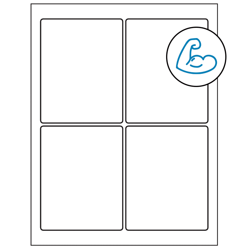 3.75" x 4.75" White Rectangular Sheet Labels - Ultra Aggressive Adhesive
