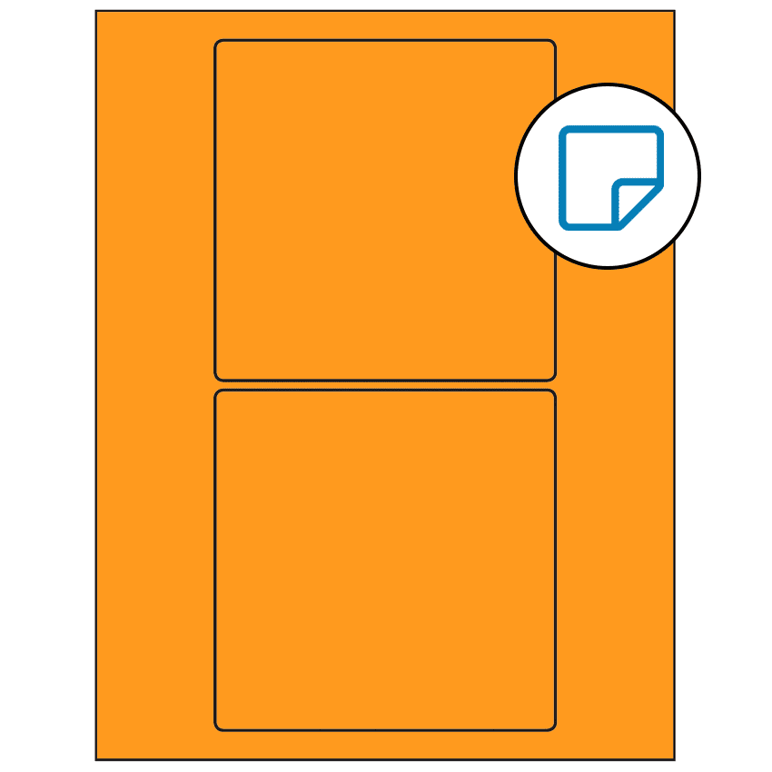 5" x 5" Fluorescent Orange Square Sheet Labels - Removable Adhesive