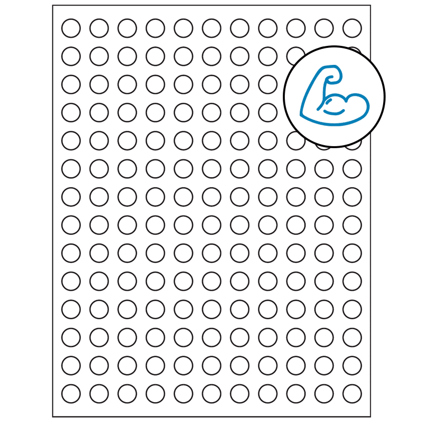 0.5" White Circular Sheet Labels - Ultra Aggressive Adhesive