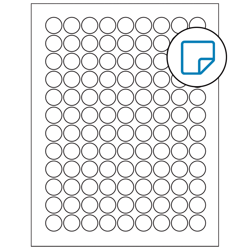 0.75" White Circular Sheet Labels - Removable Adhesive