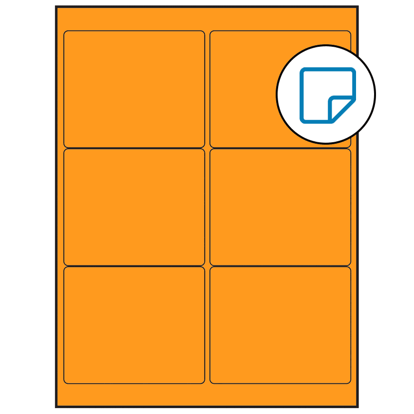 4" x 3" Fluorescent Orange Rectangular Sheet Labels - Removable Adhesive