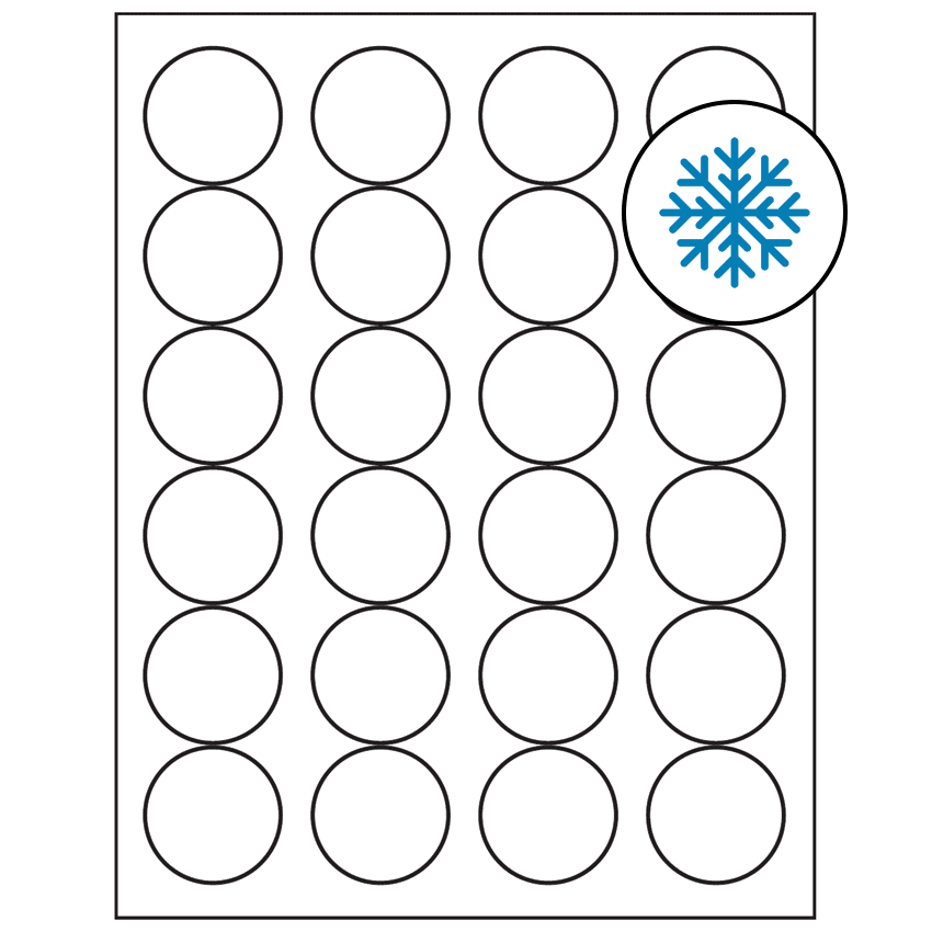 1.666" White Circular Sheet Labels - Freezer Grade Adhesive