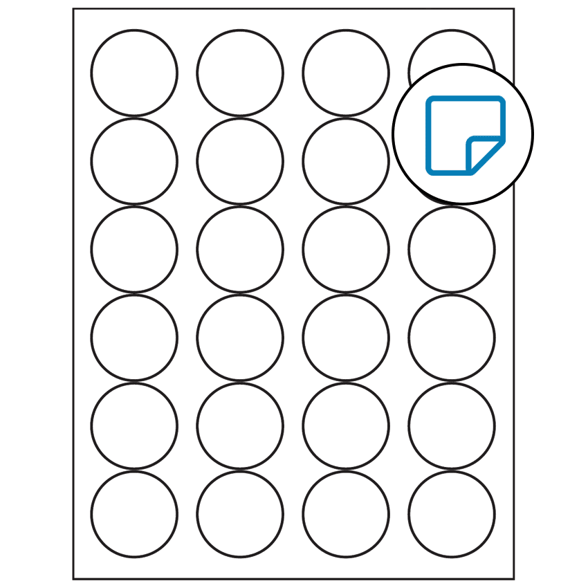 1.666" White Circular Sheet Labels - Removable Adhesive
