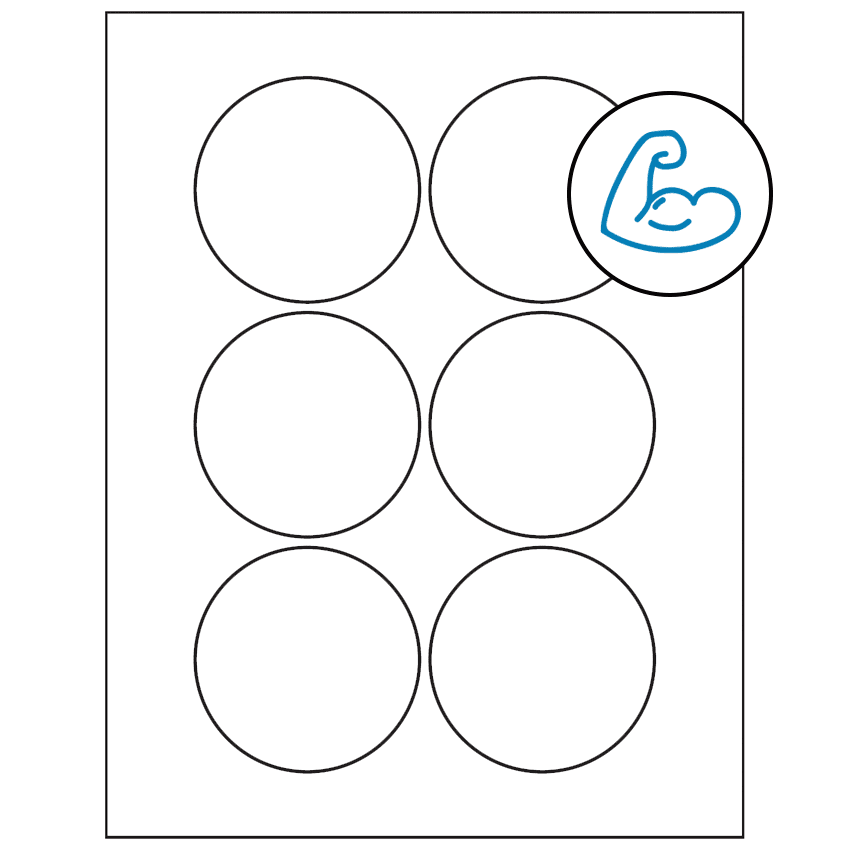 3" White Circular Sheet Labels - Ultra Aggressive Adhesive