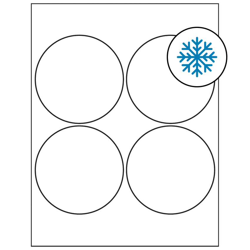 4" White Circular Sheet Labels - Freezer Grade Adhesive