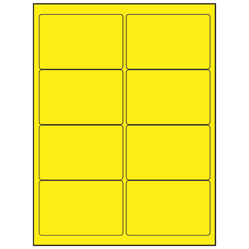 4" x 2.5" Fluorescent Yellow Rectangular Sheet Labels