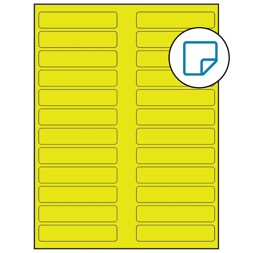 3.5" x 0.75" Fluorescent Yellow Rectangular Sheet Labels - Removable Adhesive