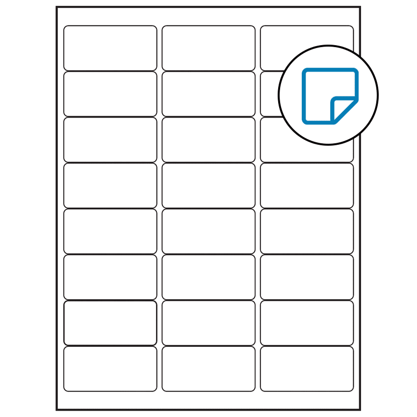 2.625" x 1.25" White Rectangular Sheet Labels - Removable Adhesive