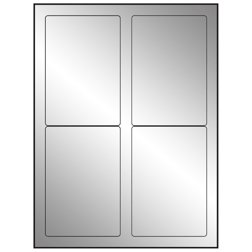 3.5" x 5" Silver Foil Rectangular Sheet Labels (4-UP)