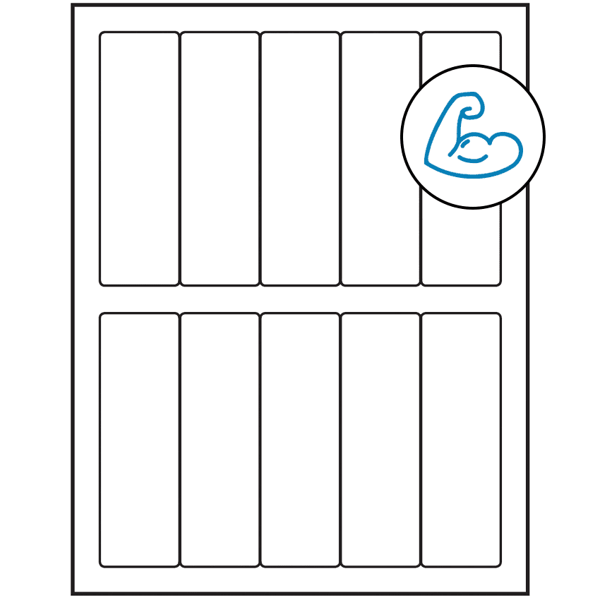 1.5" x 4.75" White Rectangular Sheet Labels - Ultra Aggressive Adhesive