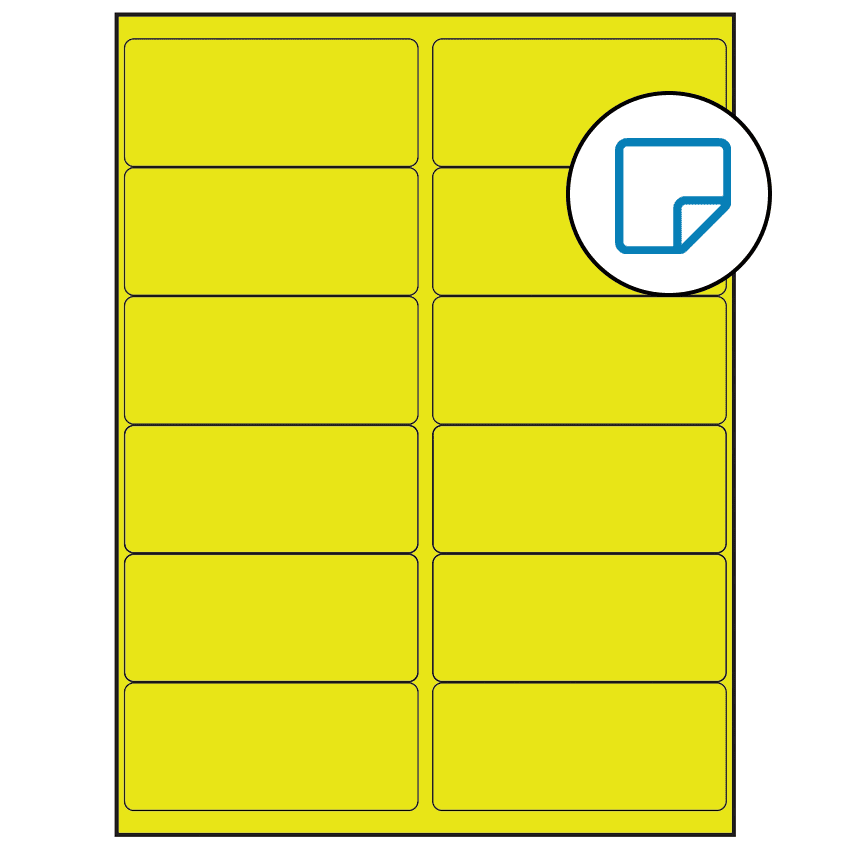4" x 1.75" Fluorescent Yellow Rectangular Sheet Labels - Removable Adhesive