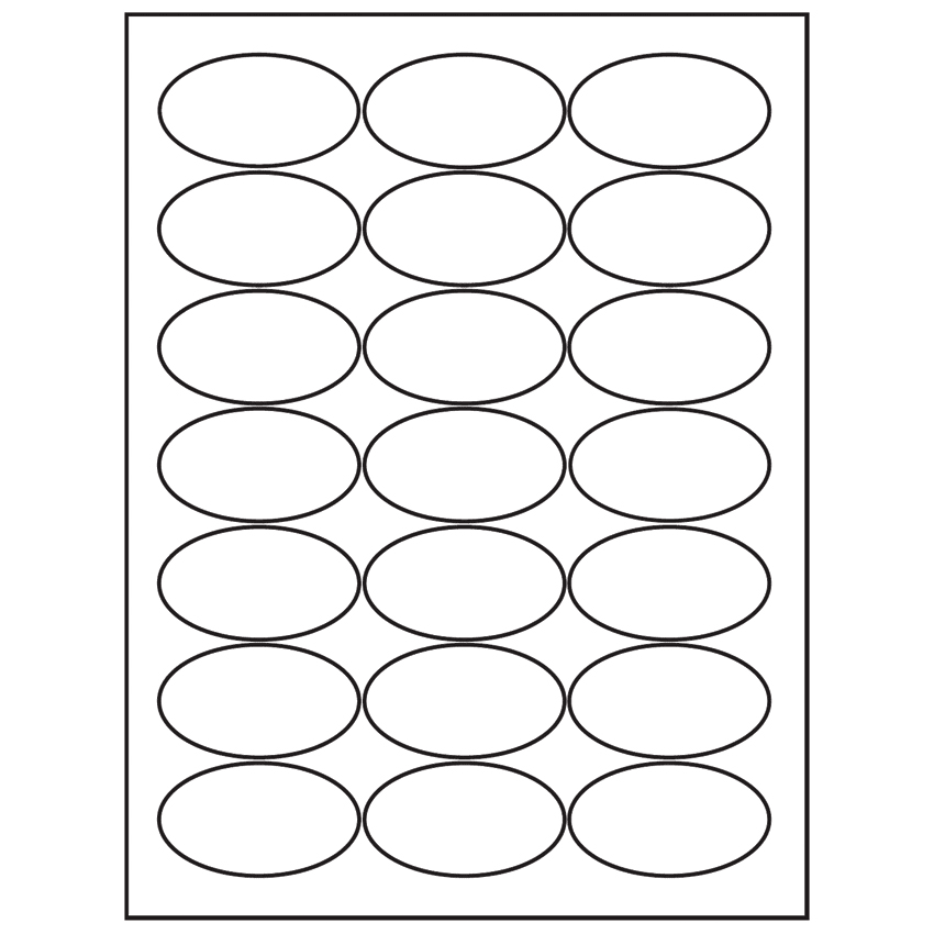 2.5" x 1.375" White Vinyl Drum Oval Sheet Labels