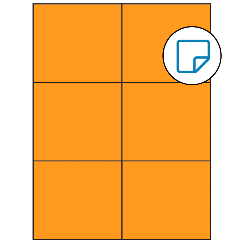 4.25" x 3.66" Fluorescent Orange Rectangular Sheet Labels - Removable Adhesive