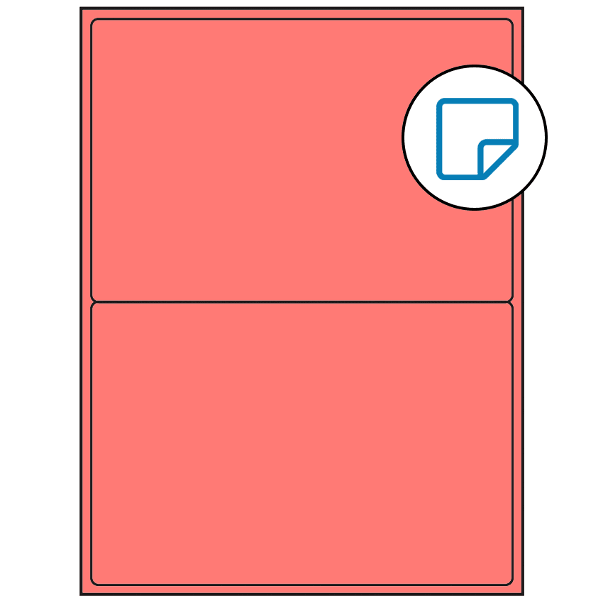 8.4375" x 5.4531" Fluorescent Red Rectangular Sheet Labels - Removable Adhesive