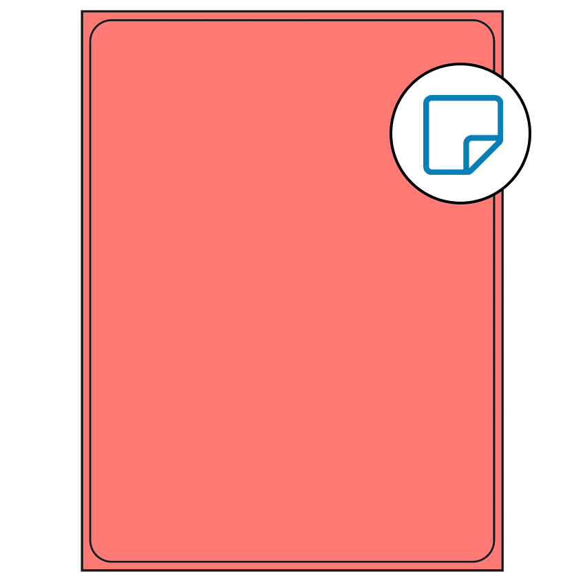 8.375" x 10.875" Fluorescent Red Rectangular Sheet Labels - Removable Adhesive