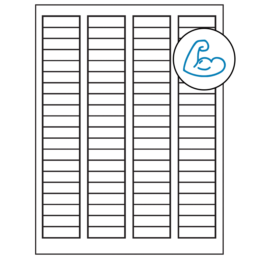 1.7225" x 0.5" White Rectangular Sheet Labels - Ultra Aggressive Adhesive