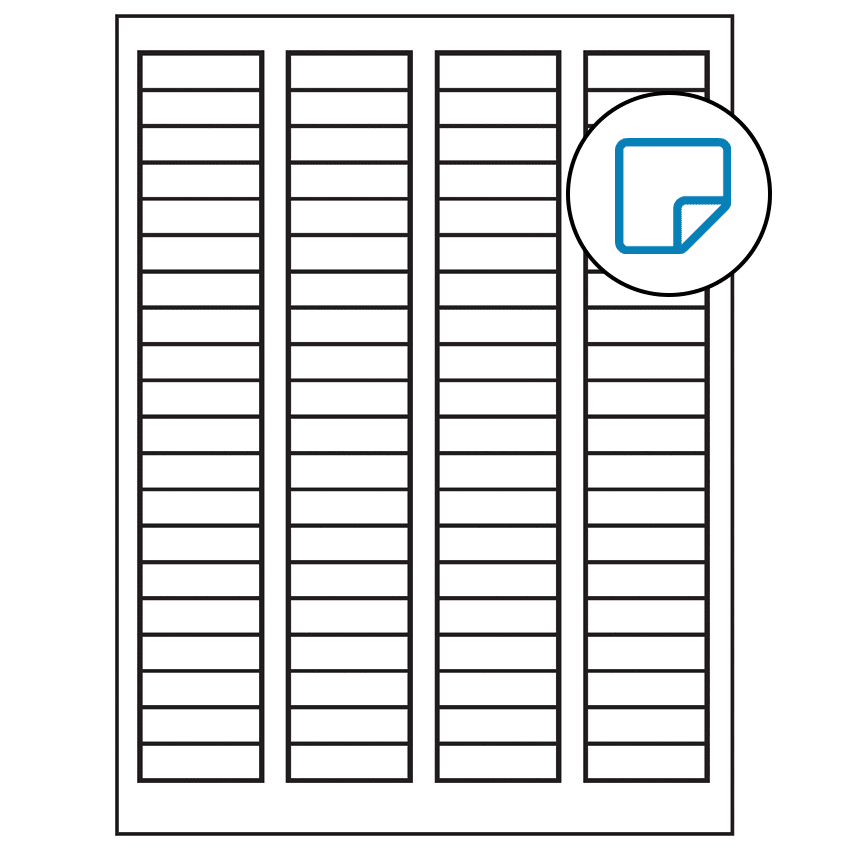 1.7225 x 0.5 White Rectangular Sheet Labels - Removable Adhesive