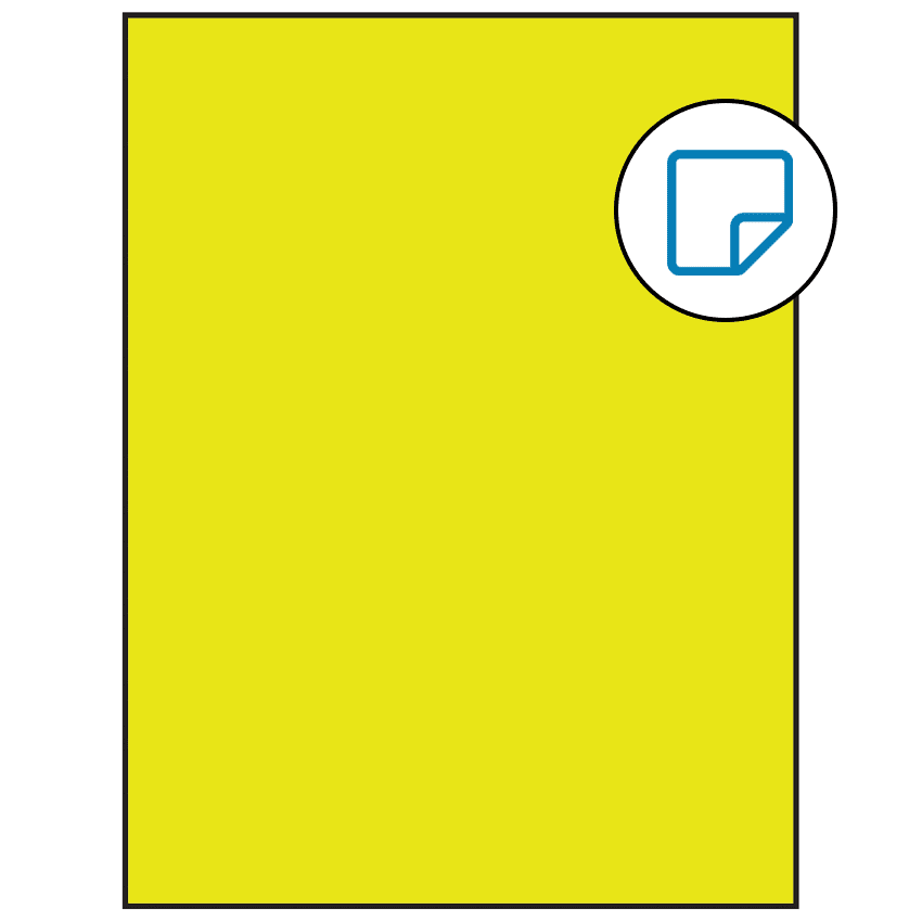8.5" x 11" Fluorescent Yellow Rectangular Sheet Labels - Removable Adhesive