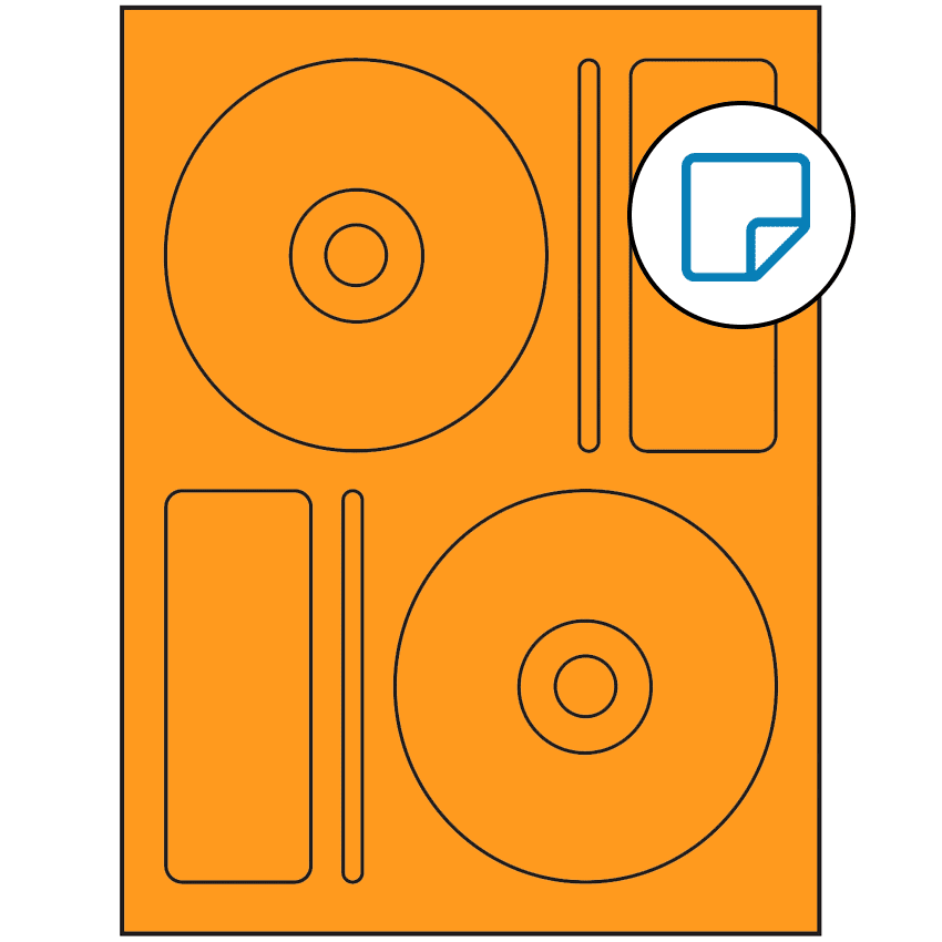 4.656" x 4.656" Fluorescent Orange Sheet Labels - Removable Adhesive