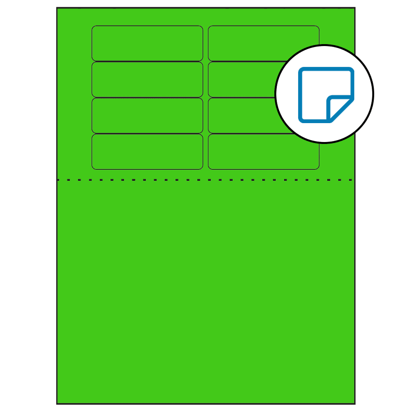 3.1875" x 1" Fluorescent Green Rectangular Sheet Labels - Removable Adhesive