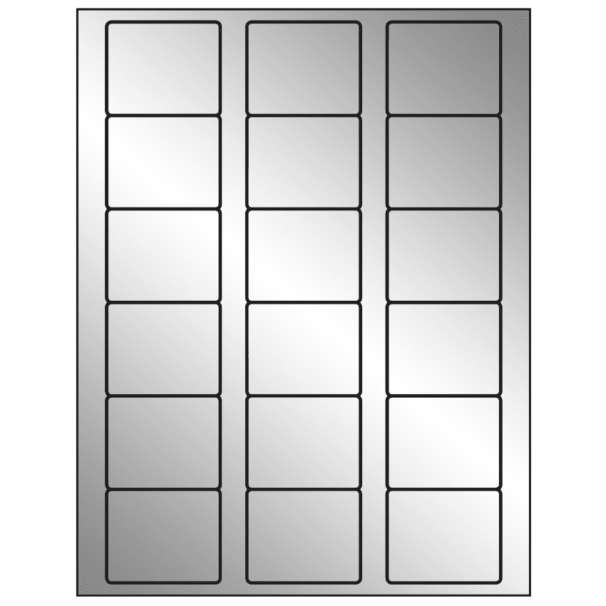 2.125" x 1.75" Silver Foil Rectangular Sheet Labels