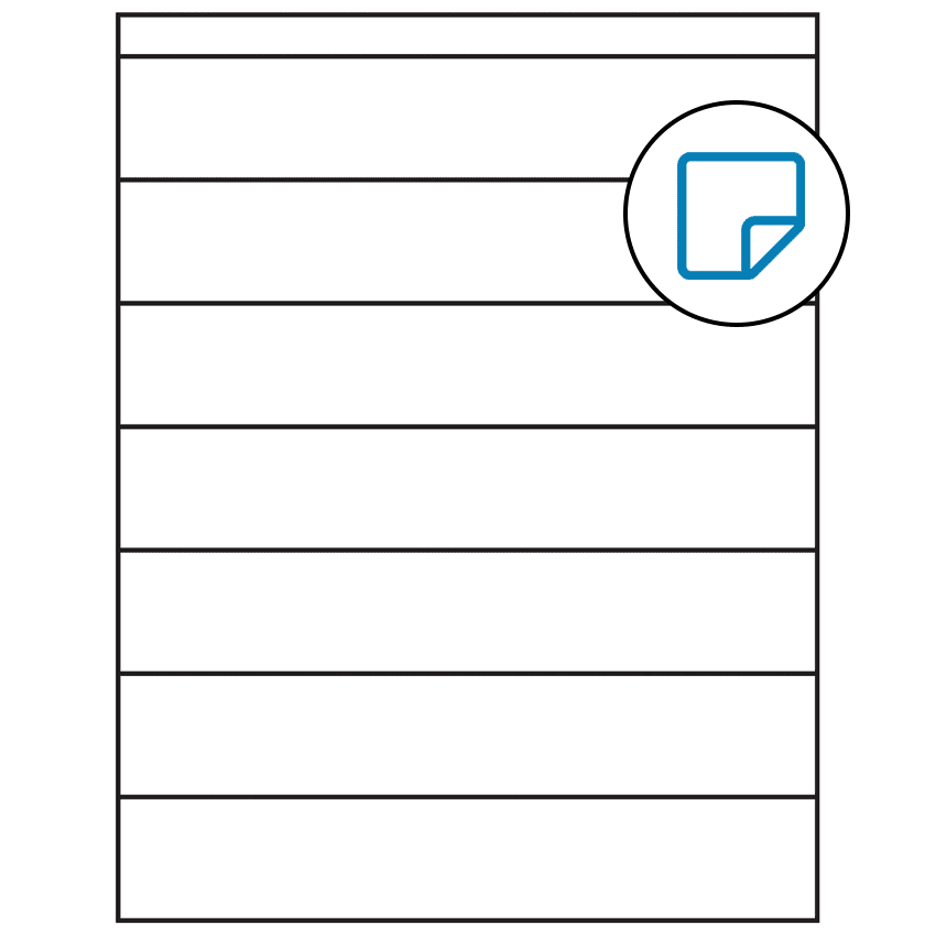 8.5" x 1.5" White Rectangular Sheet Labels - Removable Adhesive