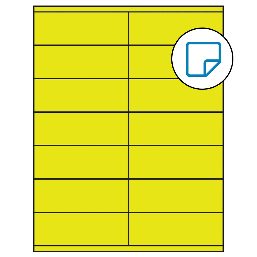 4.25" x 1.5" Fluorescent Yellow Rectangular Sheet Labels - Removable Adhesive