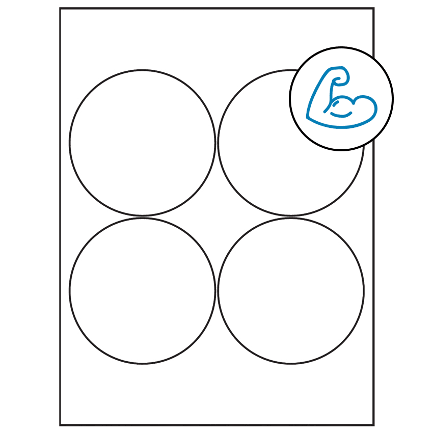 3.9375" White Circular Sheet Labels - Ultra Aggressive Adhesive