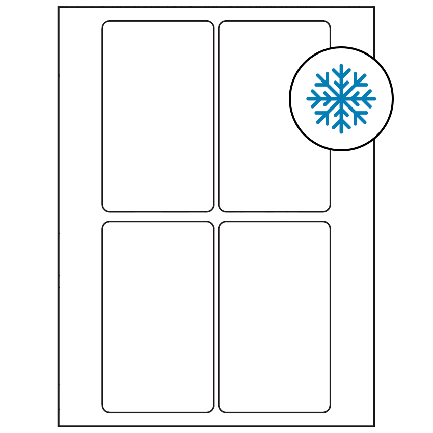3" x 5" White Rectangular Sheet Labels - Freezer Grade Adhesive