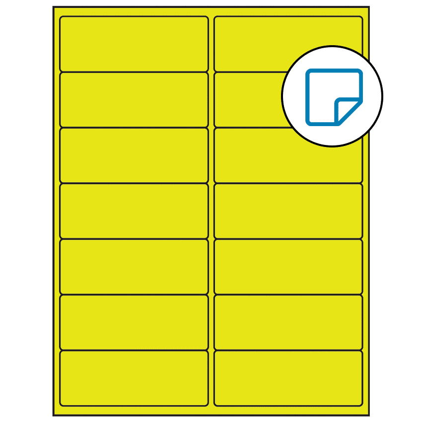 4" x 1.5" Fluorescent Yellow Rectangular Sheet Labels - Removable Adhesive