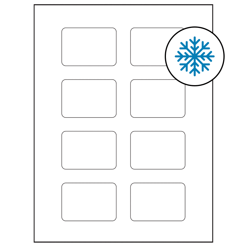 2.6" x 1.77" White Rectangular Sheet Labels - Freezer Grade Adhesive