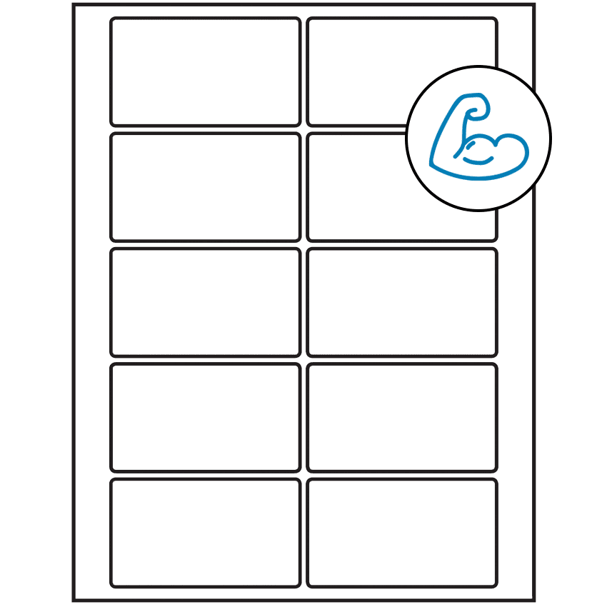 3.5" x 2" White Rectangular Sheet Labels - Ultra Aggressive Adhesive