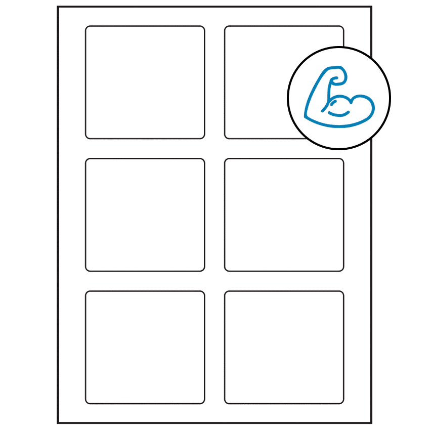 3.25" x 3" White Rectangular Sheet Labels - Ultra Aggressive Adhesive